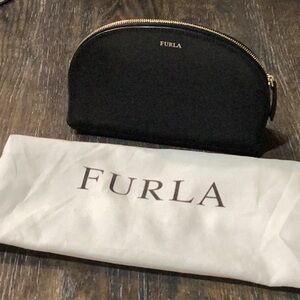 Furla Black Leather Cosmetic Bag